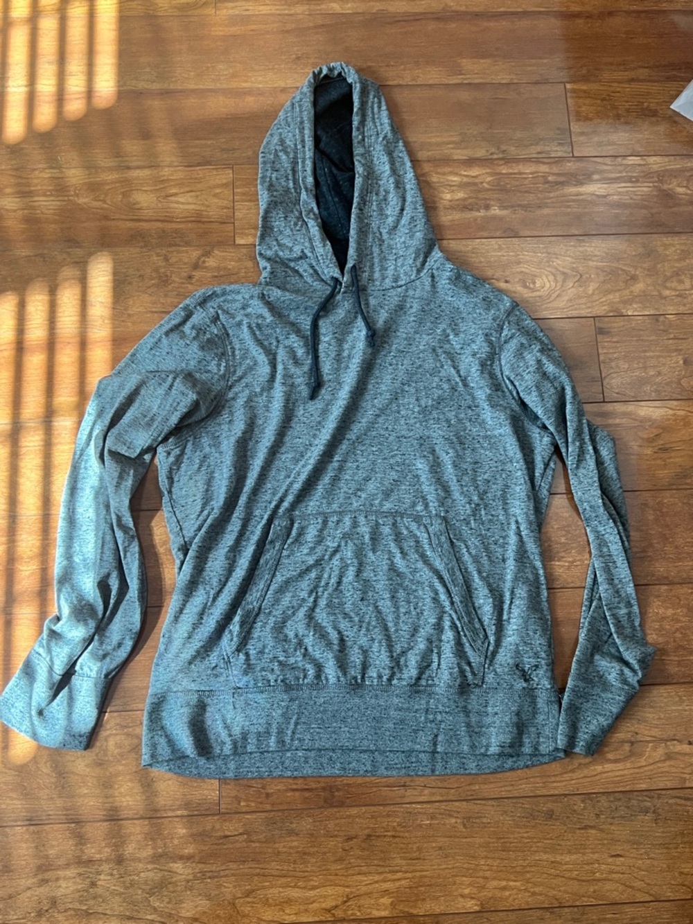 American Eagle Heather Gray Lightweight Hooded Pullover Sweatshirt